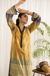 DC-0434 YELLOW EMBROIDERED KURTA